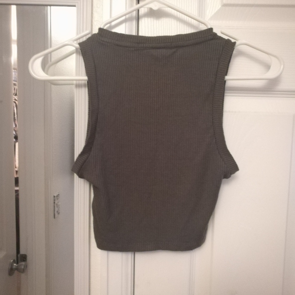 Army Green Ribbed Stretch Tank - Picture 2 of 2